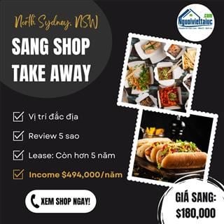 Sang shop take away ngay station, income tốt vùng North Sydney
