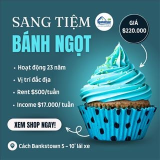 Sang tiệm bánh ngọt lợi nhuận cao cách Bankstown 5 - 10' lái xe