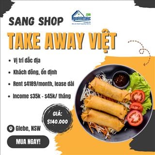 Sang shop take away đồ Việt income ổn định vùng Glebe, NSW